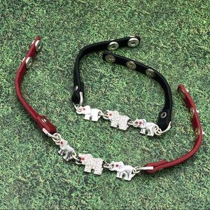 🌼 Leather Silver Elephant Wrap Bracelet Elephant Elephant Elephant Elephant